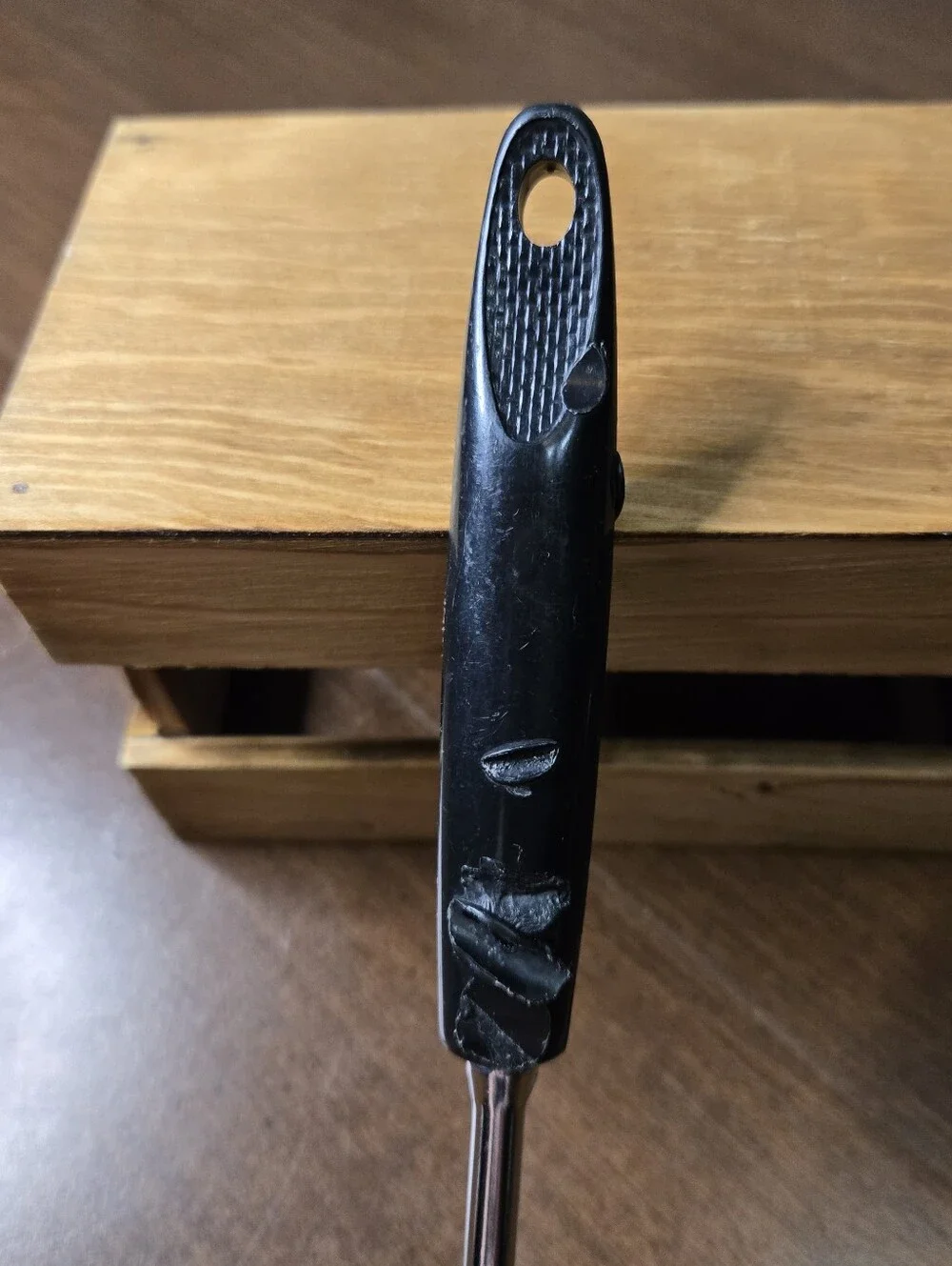 Vintage Ekco Long Angled Spatula Turner USA Black Handle Corncob Pattern